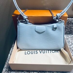 Louis Vuitton Easy Pouch on Strap — Epi Leather, Light Blue, Rare
